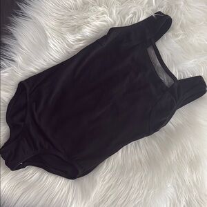 Girls Sz 8/10 Moret kids Black Bodysuit with Scoop Neckline